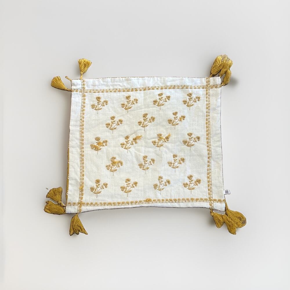 Better Homes & Gardens Throw Pillow Cover 17x20” 100% Cotton Yellow Tassel